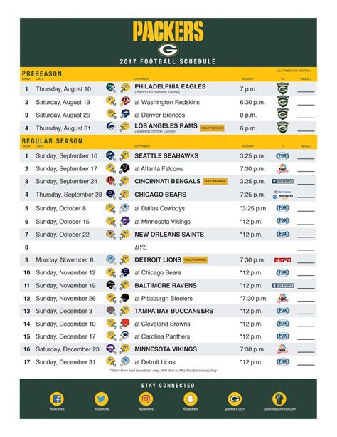 Packers 2022 Schedule Printable